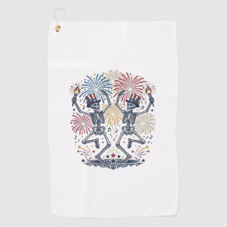 Patriotic Dancing Skeletons Fireworks 4th of July  Golf Towel