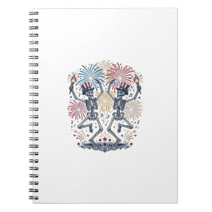 Patriotic Dancing Skeletons Fireworks 4th of July  Notebook