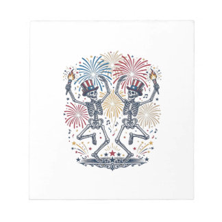 Patriotic Dancing Skeletons Fireworks 4th of July  Notepad
