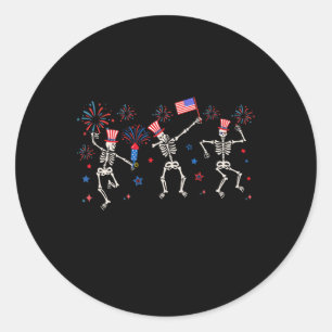 Patriotic Dancing Skeletons Funny Fourth Of July Classic Round Sticker