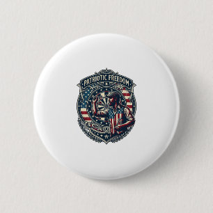 Patriotic Dart Player Vector Graphic Tee 2 Inch Round Button