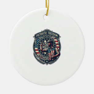 Patriotic Dart Player Vector Graphic Tee Ceramic Ornament