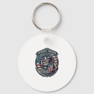 Patriotic Dart Player Vector Graphic Tee Keychain