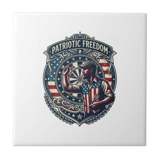 Patriotic Dart Player Vector Graphic Tee Tile (Front)
