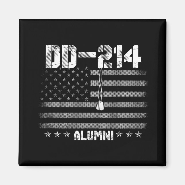 Patriotic Dd-214 Alumni Military Veteran Long Slee Magnet (Front)