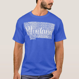 Patriotic Decorative Mandala Style Map of Montana  T-Shirt
