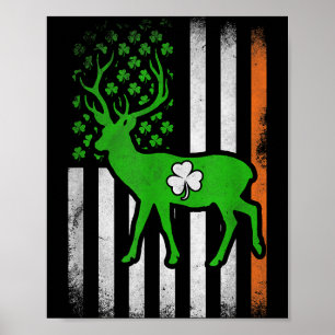 Patriotic deer american flag shamrock irish st poster