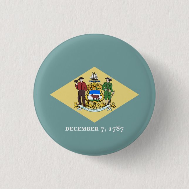 Patriotic Delaware State Flag 1 Inch Round Button (Front)