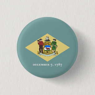 Patriotic Delaware State Flag 1 Inch Round Button