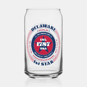 Patriotic Delaware Typography Design Drinkware Set Can Glass