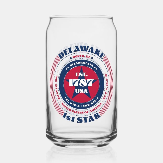 Patriotic Delaware Typography Design Drinkware Set Can Glass (Front)