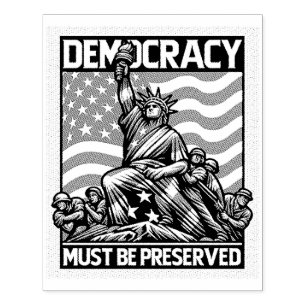 Patriotic Democracy Harris Red White Blu Flag 2024 Rubber Stamp