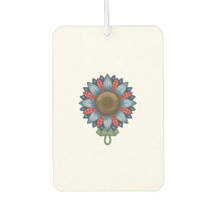 Patriotic Denim Sunflower Ornament Vintage Air Freshener
