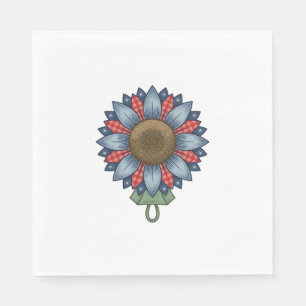 Patriotic Denim Sunflower Ornament Vintage Napkin