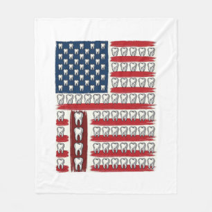 Patriotic Dentist Tooth Flag Fleece Blanket