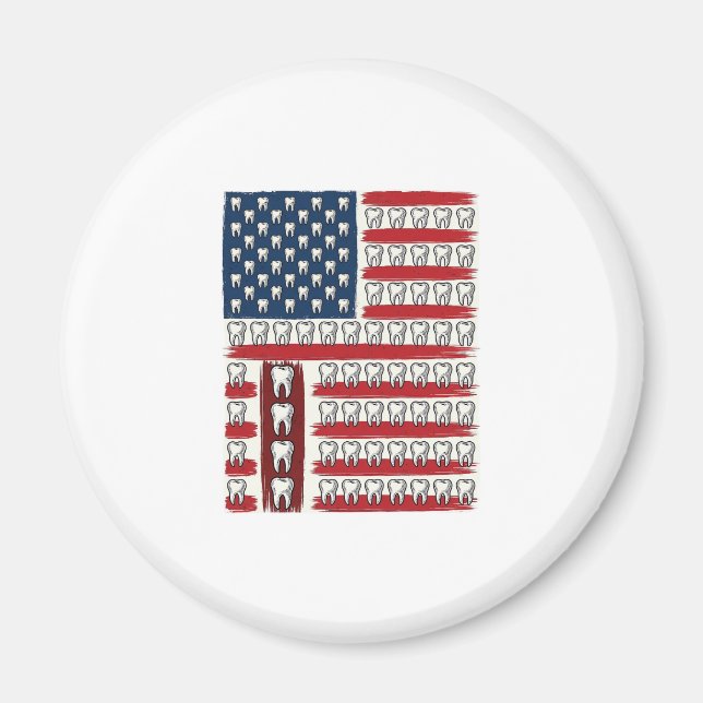 Patriotic Dentist Tooth Flag Magnet (Front)