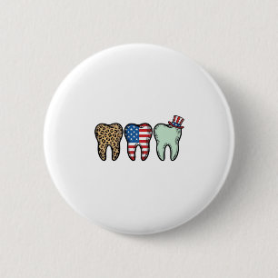 Patriotic Dentist Tooth Vintage Leopard Shirt Desi 2 Inch Round Button