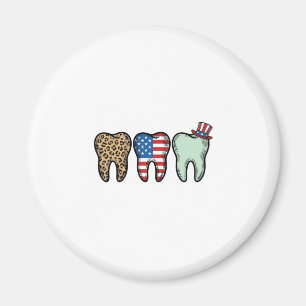 Patriotic Dentist Tooth Vintage Leopard Shirt Desi Magnet