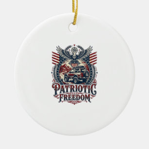 Patriotic Desert Road Explorer Ceramic Ornament