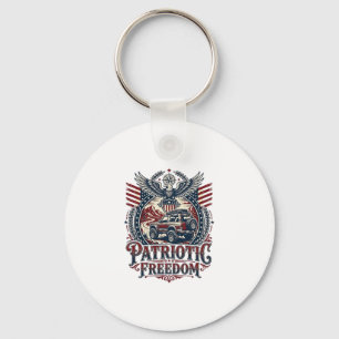 Patriotic Desert Road Explorer Keychain