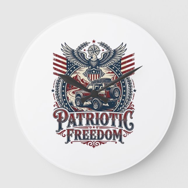 Patriotic Desert Road Explorer Large Clock (Front)