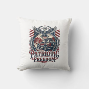 Patriotic Desert Road Explorer Throw Pillow