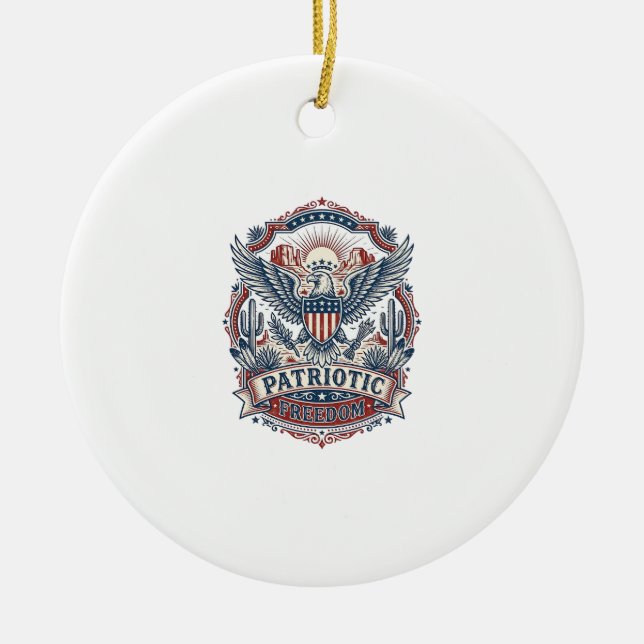 Patriotic Desert Southwest Pride Vector Graphic Te Ceramic Ornament (Front)