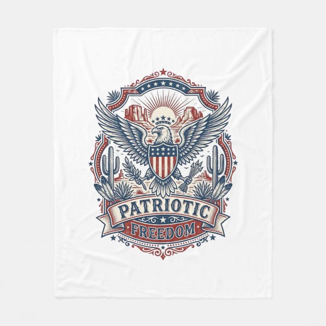 Patriotic Desert Southwest Pride Vector Graphic Te Fleece Blanket (Front)