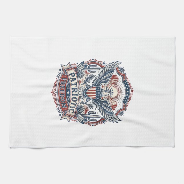 Patriotic Desert Southwest Pride Vector Graphic Te Kitchen Towel (Horizontal)