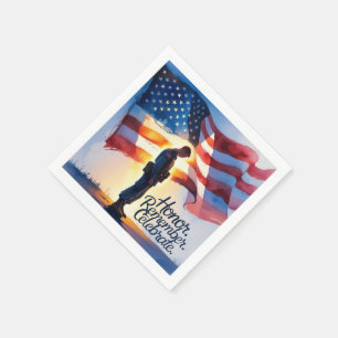 Patriotic Design Memorial Day Party Paper Napkins 