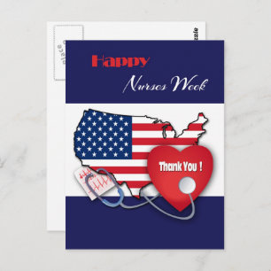 Patriotic Design Nurses Week Custom Postcards