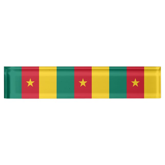 Patriotic desk nameplate with Flag of Cameroon (Front)