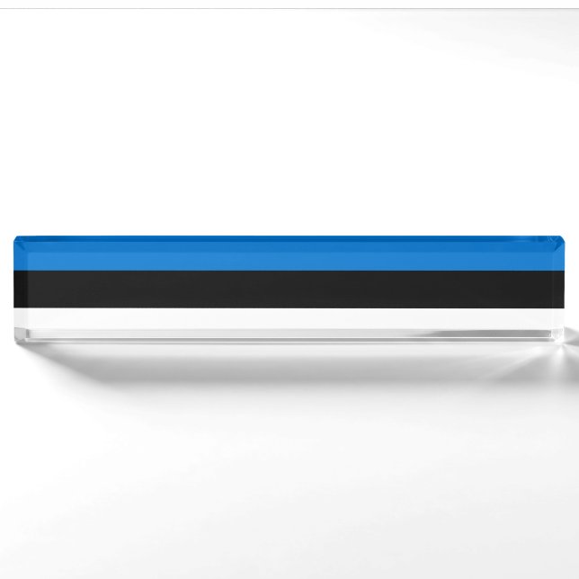 Patriotic desk nameplate with Flag of Estonia (Front)