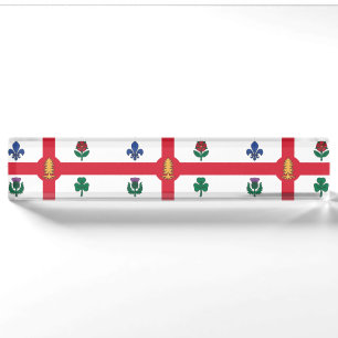 Patriotic desk nameplate with Flag of Montreal