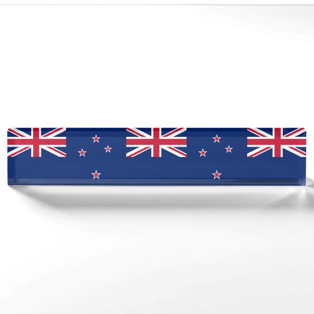 Patriotic desk nameplate with Flag of New Zealand (Front)