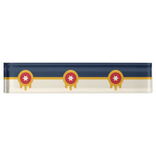Patriotic desk nameplate with Flag of Tulsa City