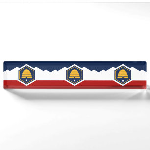 Patriotic desk nameplate with Flag of Utah, USA