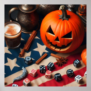 Patriotic Dice Roll: Pumpkin Spice and Liberty Dic Poster