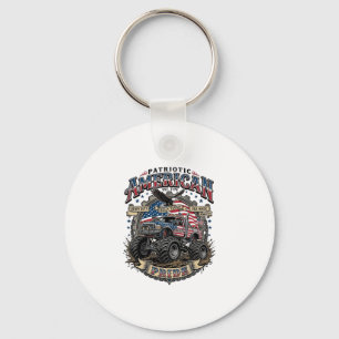Patriotic Diesel Beast Freedom Monster Truck Heavy Keychain