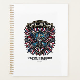 Patriotic Digital Flag Guardian Cyberpunk Future F Planner