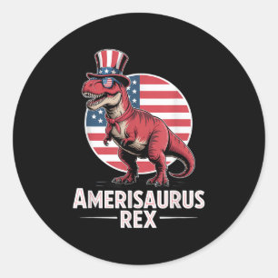 Patriotic Dinosaur 4th Of July Amerisaurus Rex  Classic Round Sticker