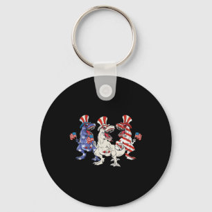 Patriotic Dinosaur 4th Of July Us Toddler Kids Ame Keychain
