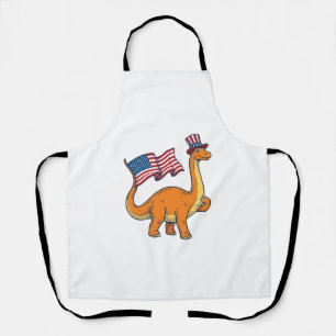 Patriotic Dinosaur Flag Vintage Engraving Shirt_1 Apron