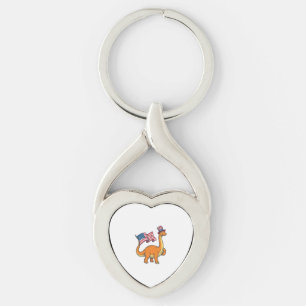 Patriotic Dinosaur Flag Vintage Engraving Shirt_1 Keychain