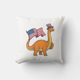 Patriotic Dinosaur Flag Vintage Engraving Shirt_1 Throw Pillow