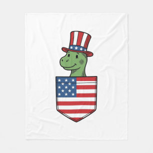 Patriotic Dinosaur Pocket Vintage Shirt Design_1 Fleece Blanket