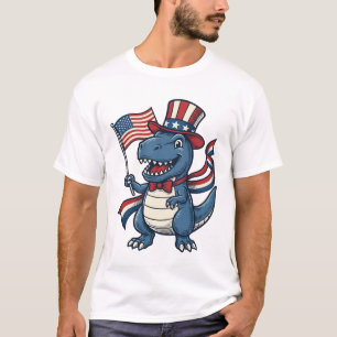 Patriotic Dinosaur Vintage Vector Shirt Design_1