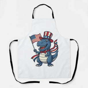 Patriotic Dinosaur Vintage Vector Shirt Design_1 Apron