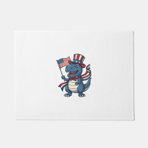 Patriotic Dinosaur Vintage Vector Shirt Design_1 Doormat