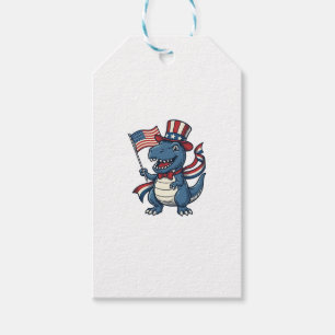 Patriotic Dinosaur Vintage Vector Shirt Design_1 Gift Tags